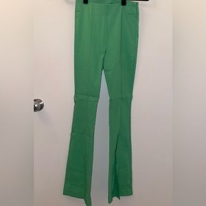 Green split hem pants
